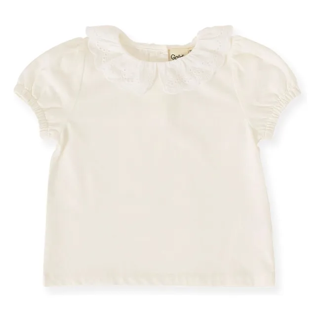 Camiseta cuello volante | Blanco