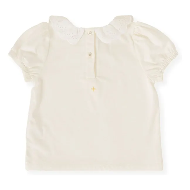 T-shirt Col Volants | Blanc