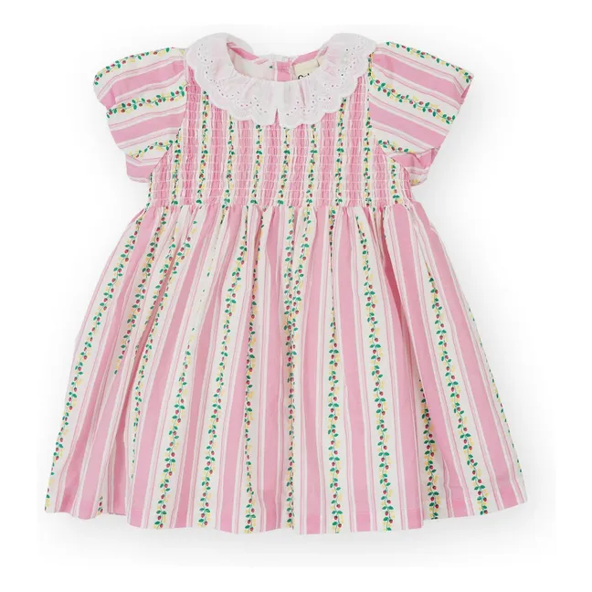 Robe Smockée Rayée | Rose