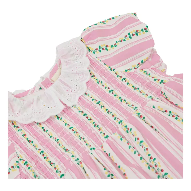 Robe Smockée Rayée | Rose