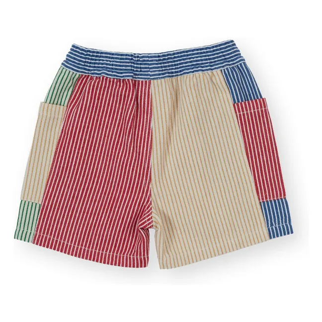 Pantalones cortos de rayas patchwork | Rojo