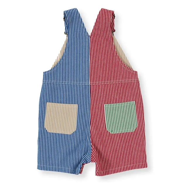 Salopette Courte Patchwork Rayée | Rouge