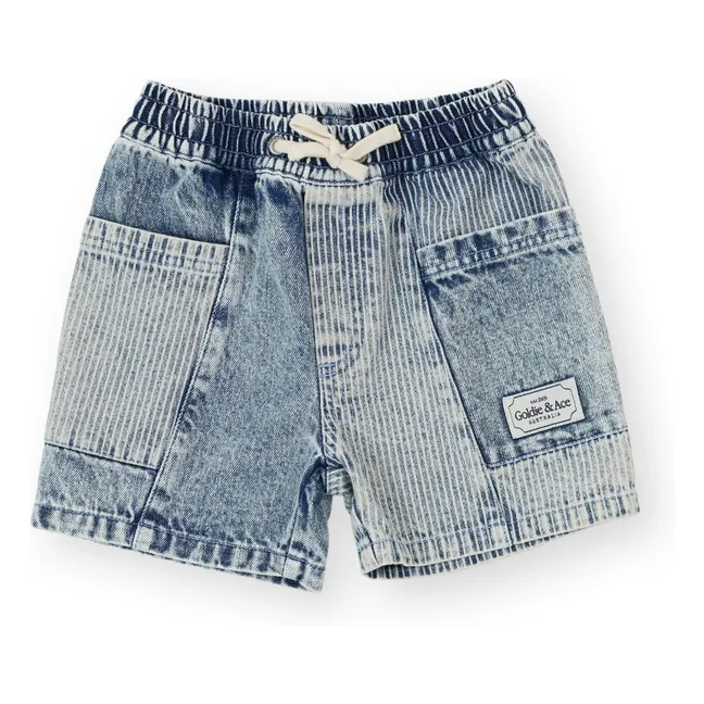 Short Denim Rayé | Bleu