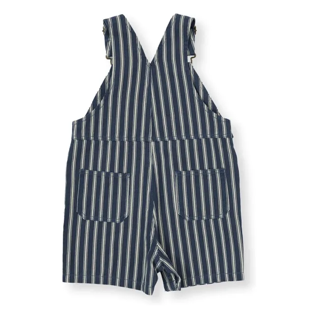 Striped Short Dungarees | Dark Blue
