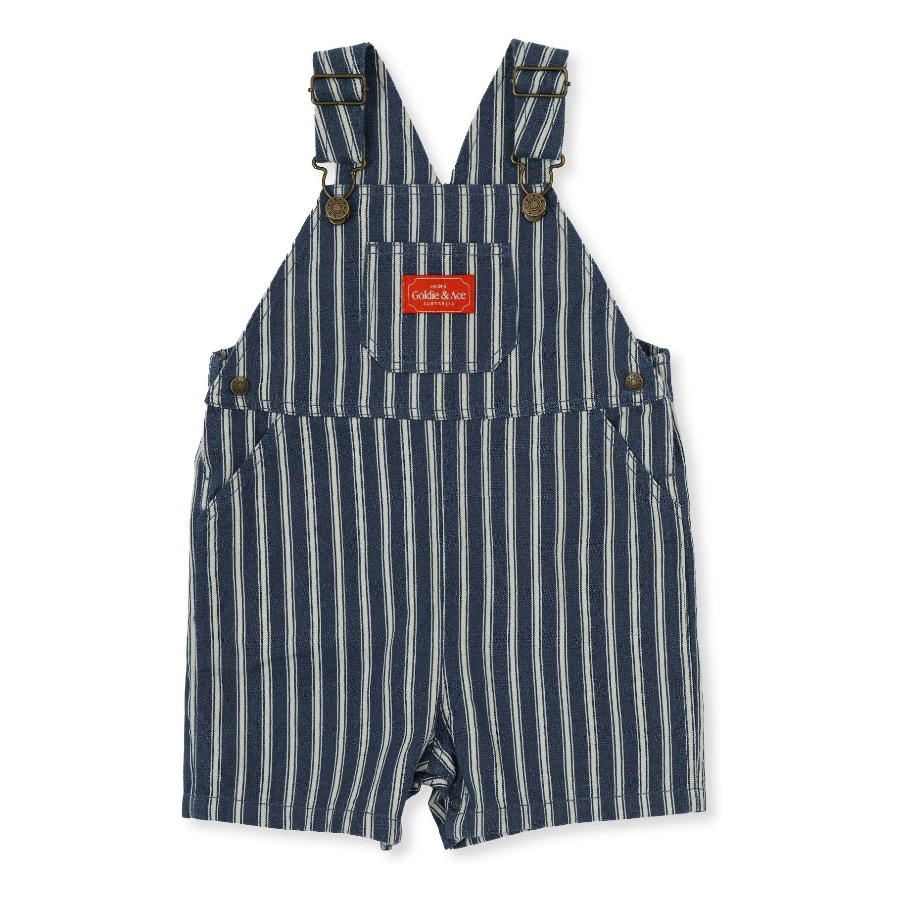 Goldie + Ace Dark Blue Striped Short Dungarees