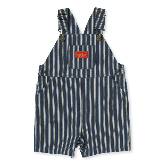 Striped Short Dungarees | Dark Blue