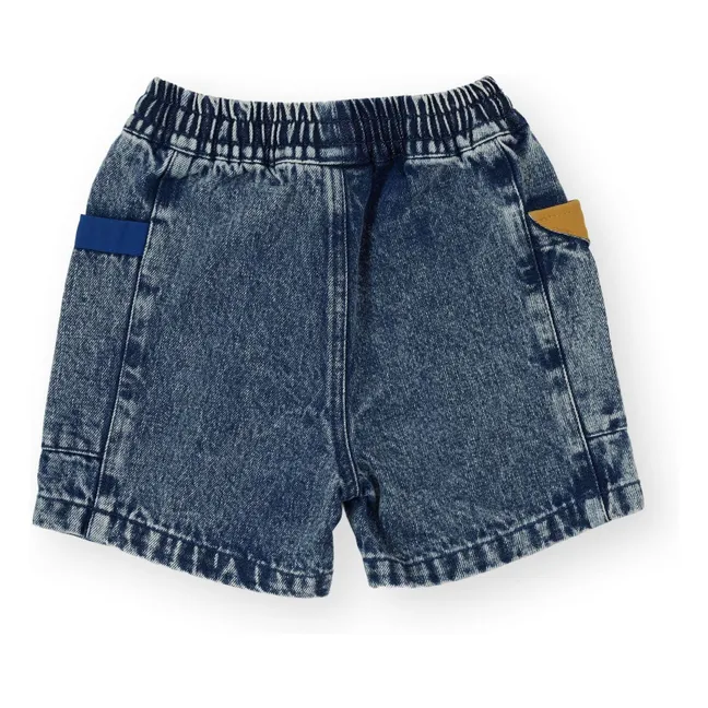 Pantalones cortos vaqueros vintage con bloques de color | Azul