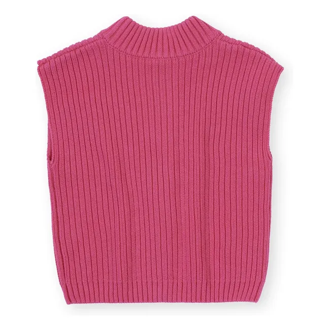 Gilet Sans Manches Côtelé | Rose