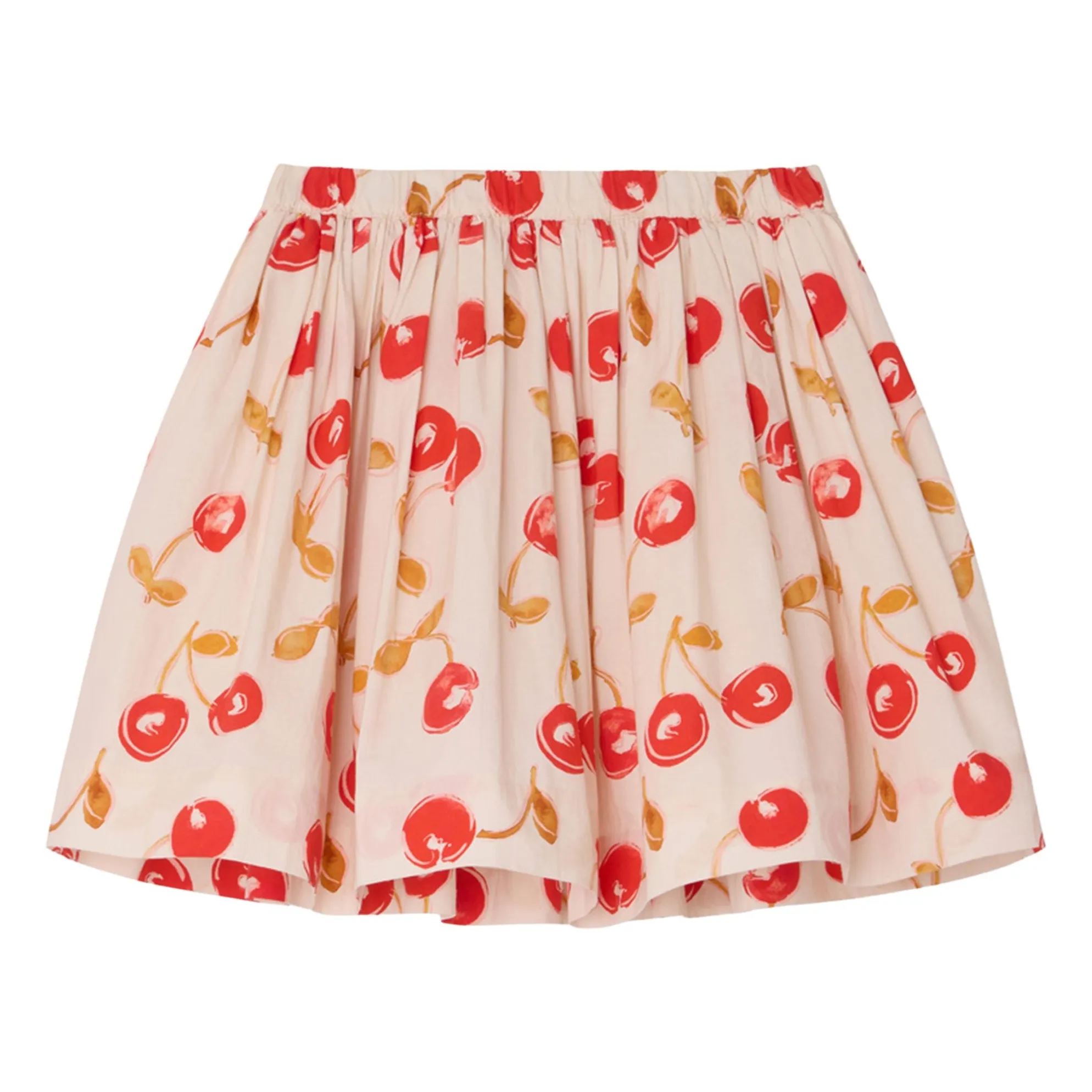 Bonpoint Girls White Suzon Cerises Skirt Organic Cotton