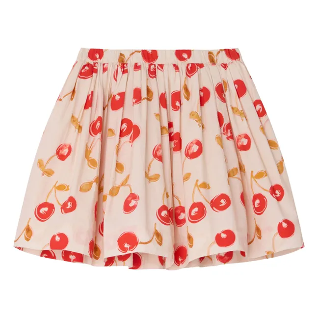 Jupe Suzon Cerises Coton Bio | Blanc