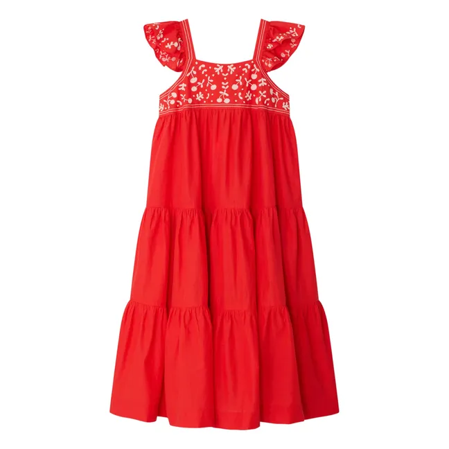 Robe Cora Coton Bio | Rouge coquelicot