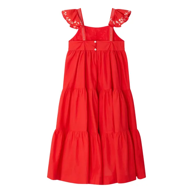 Vestido Cora de algodón orgánico | Rouge coquelicot