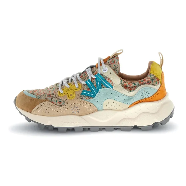 Baskets Yamano 3 Fleurs Suède et Nylon | Camel