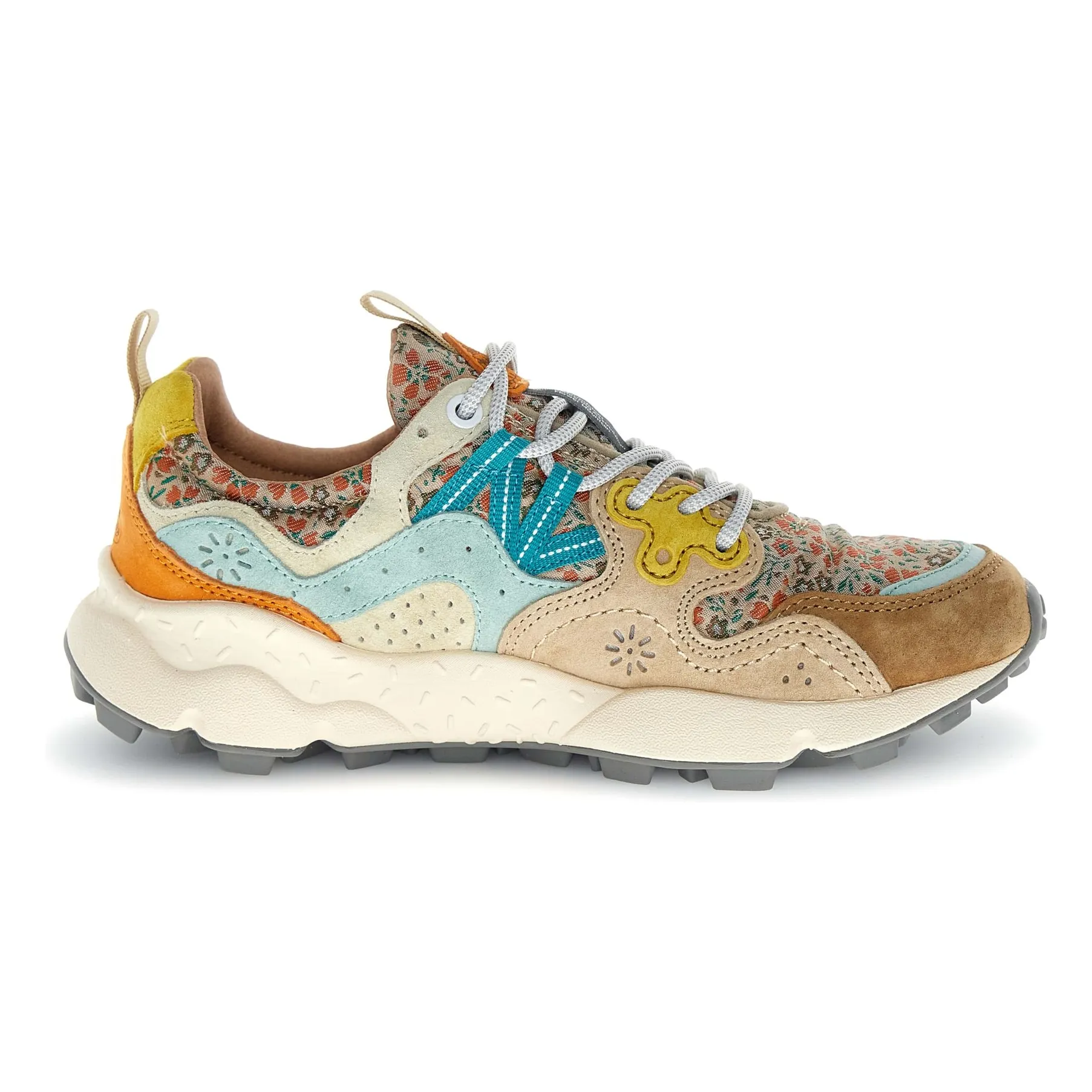 Flower Mountain Camel Yamano 3 Flowers Suede And Nylon Sneakers