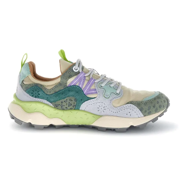 Baskets Yamano 3 Léopard Suède et Nylon | Bleu gris