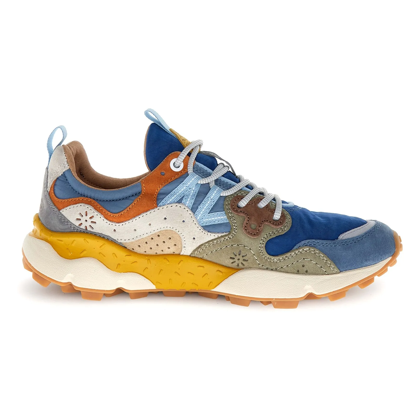 Flower Mountain Grey Blue Yamano 3 Suede And Nylon Sneakers