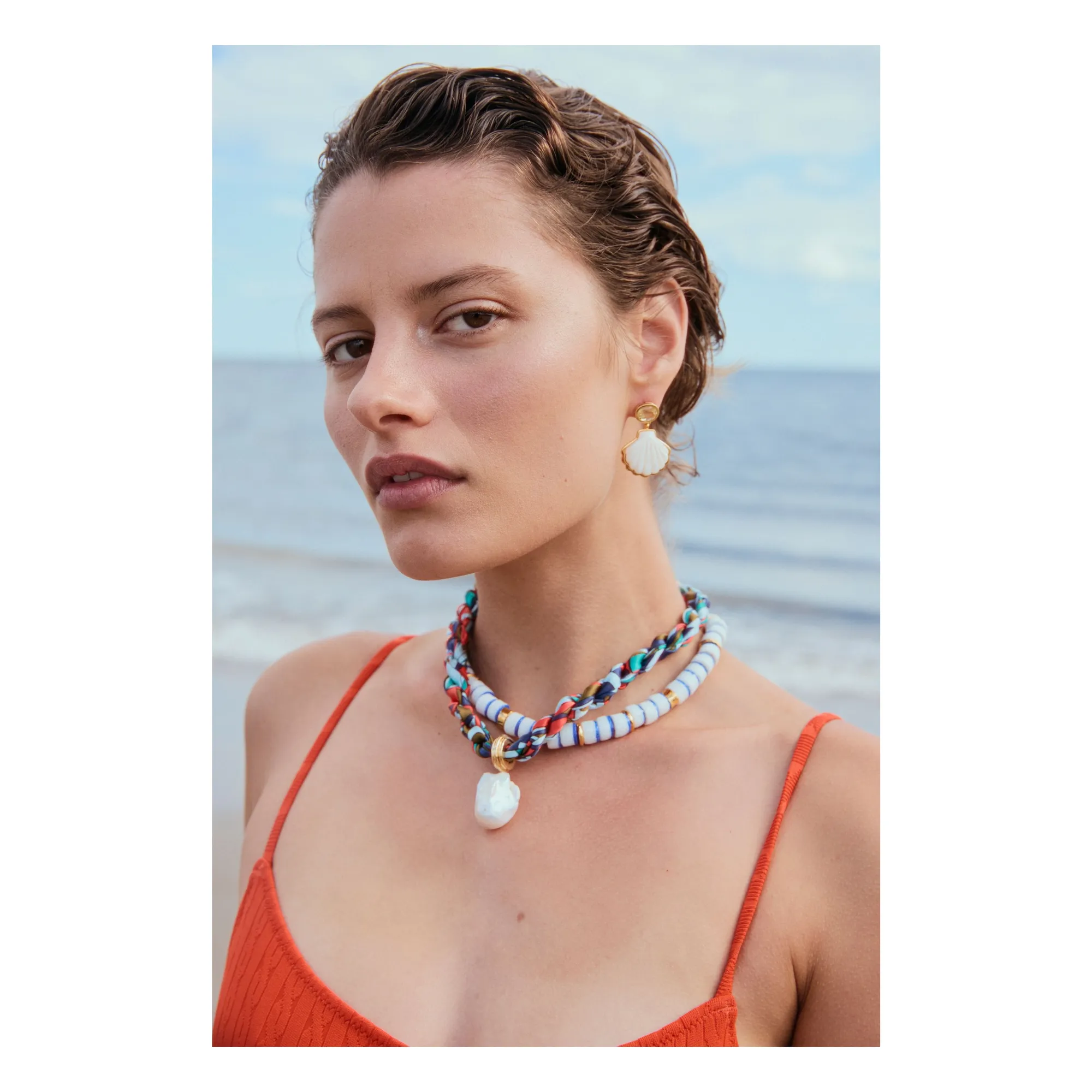 Boucles d'Oreilles Luna Shell | Blanc- Image produit n°1