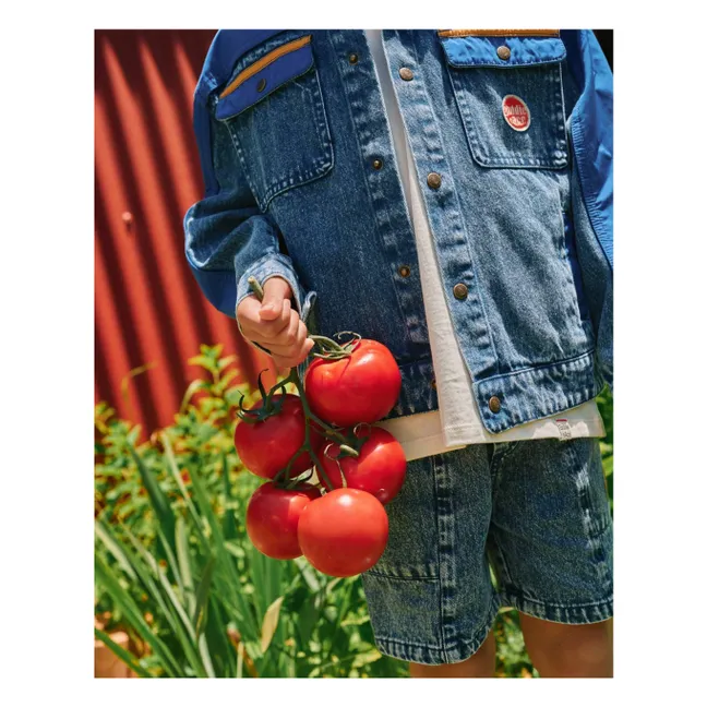 Short Denim Colorblock Vintage | Bleu