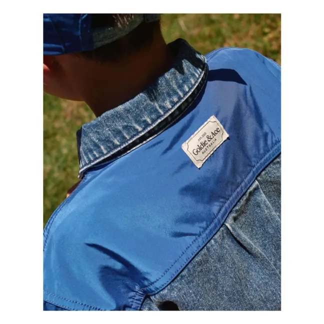 Colorblock Vintage Denim Jacket | Blue