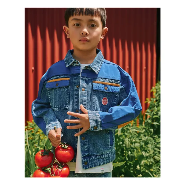 Veste Denim Colorblock Vintage | Bleu