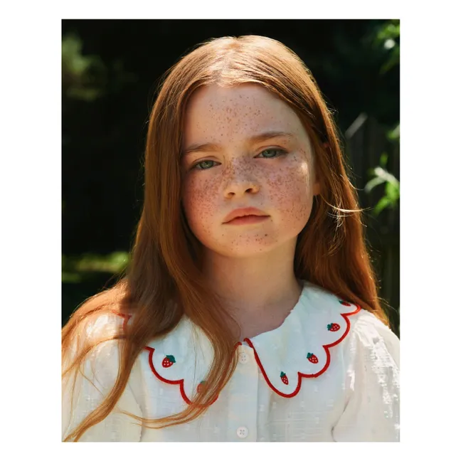 Blouse Crop Fraises | Ivoire