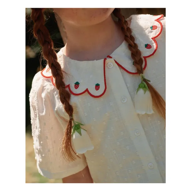 Blouse Crop Fraises | Ivoire