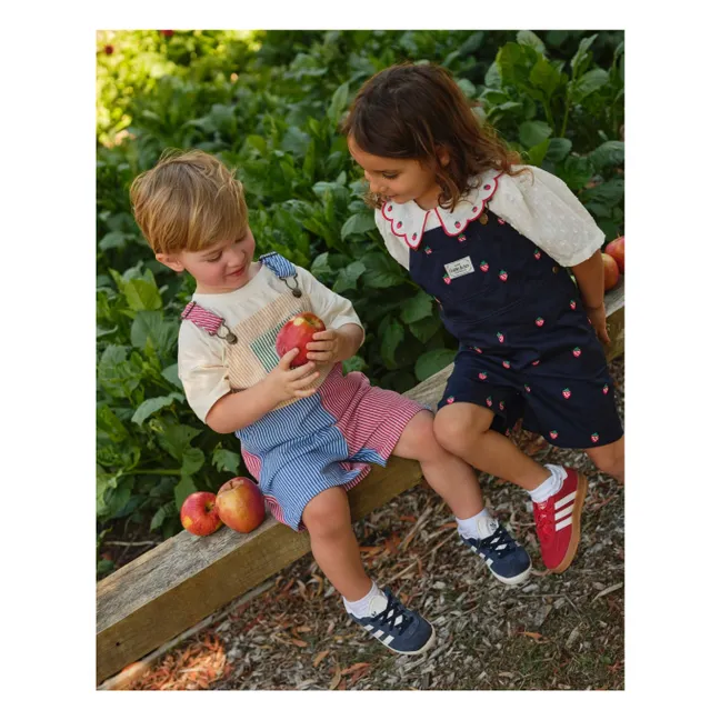Salopette Courte Fraises | Bleu marine