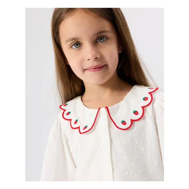 Blouse Crop Fraises | Ivoire