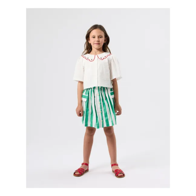 Falda con bolsillos de rayas | Verde