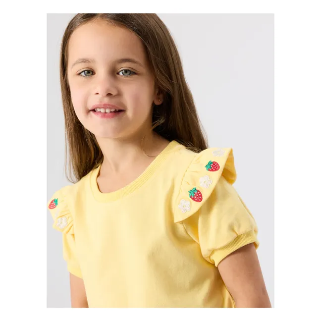 Camiseta con volante fresa | Amarillo
