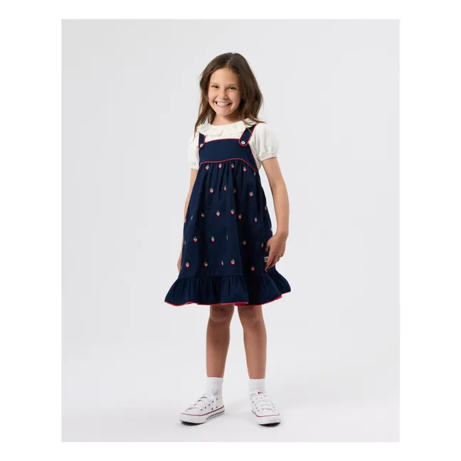 Vestido de fresas con volantes | Azul Marino