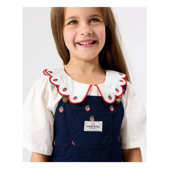 Salopette Courte Fraises | Bleu marine