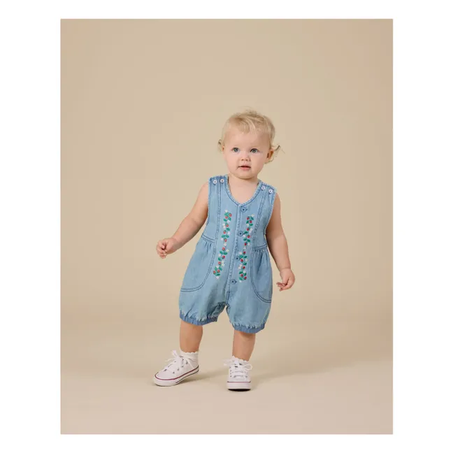 Combishort Fraises Chambray | Bleu