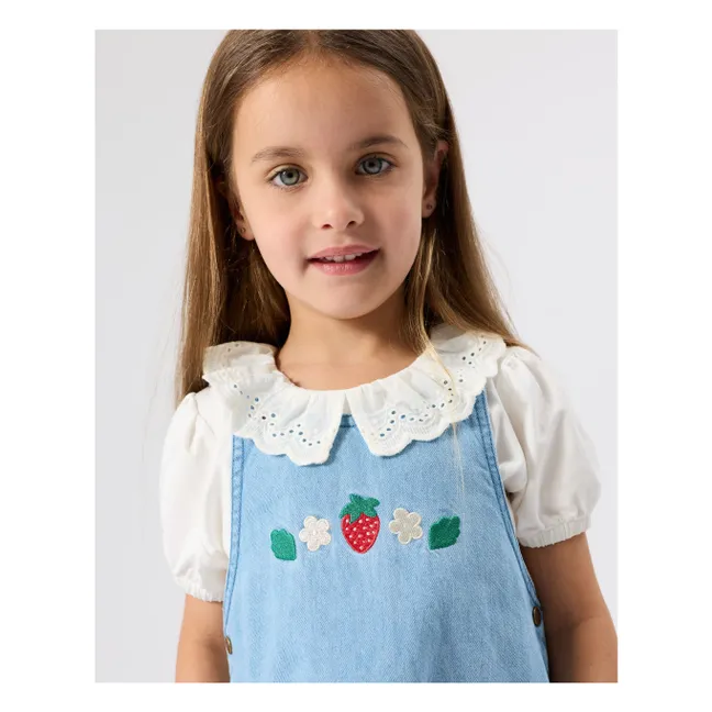 Robe Tablier Denim Fraises | Bleu