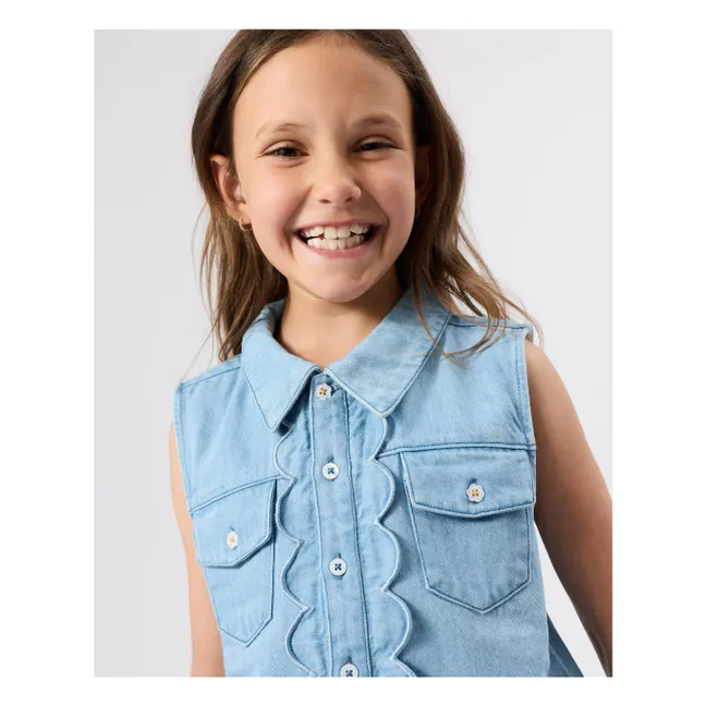 Gilet Sans Manches Chambray | Bleu