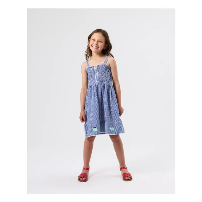 Vestido estampado de cuadros | Azul