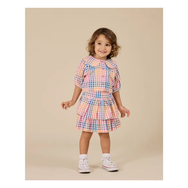Exclusivité Goldie+Ace x Smallable - Falda Gingham Ruffle | Rosa