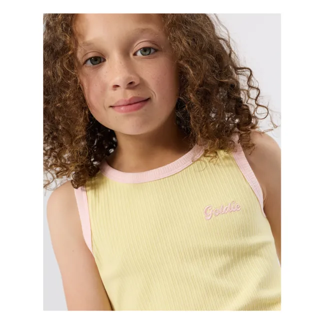 Camiseta de tirantes de canalé en contraste | Amarillo