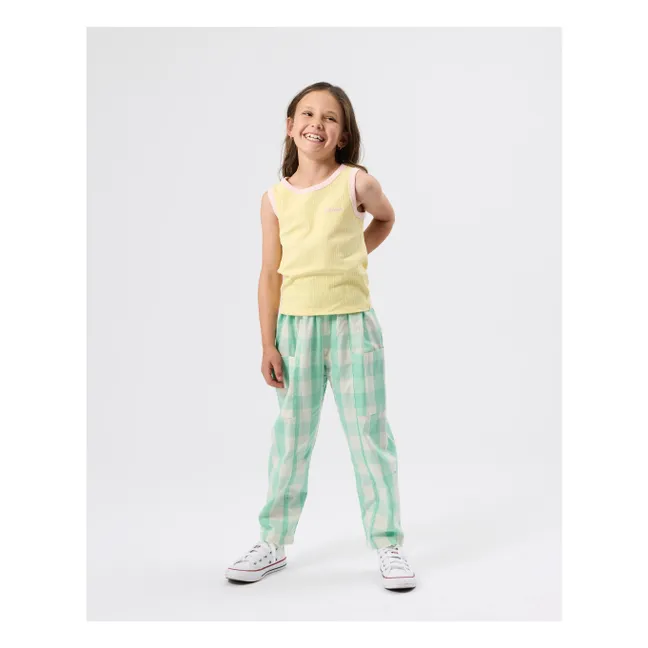 Camiseta de tirantes de canalé en contraste | Amarillo