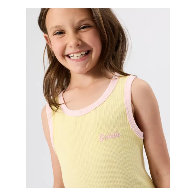 Camiseta de tirantes de canalé en contraste | Amarillo