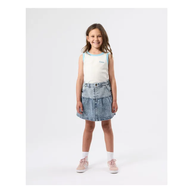 Camiseta de tirantes de canalé en contraste | Blanco