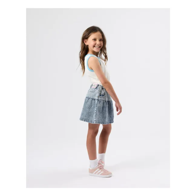 Camiseta de tirantes de canalé en contraste | Blanco