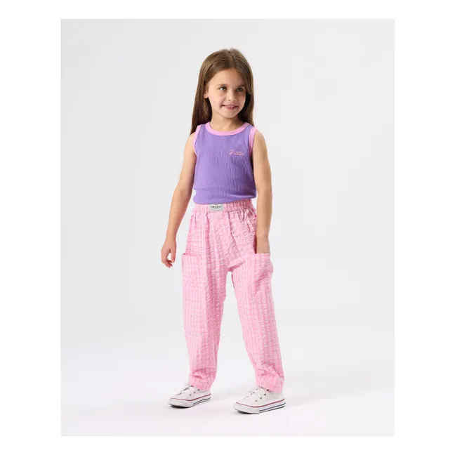 Camiseta de tirantes de canalé en contraste | Violeta