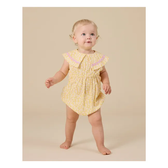 Pelele floral de lino | Amarillo