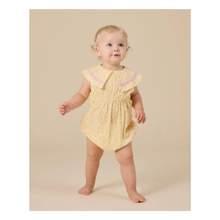 Pelele floral de lino | Amarillo- Imagen del producto n°2