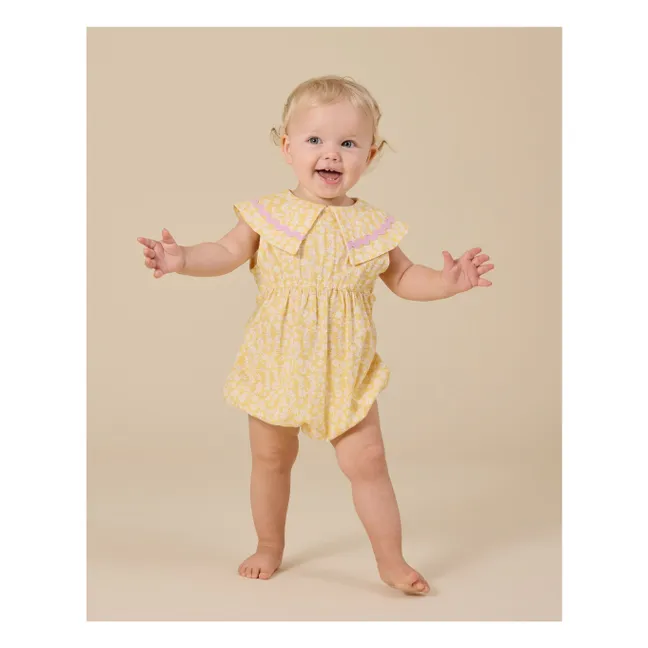 Pelele floral de lino | Amarillo