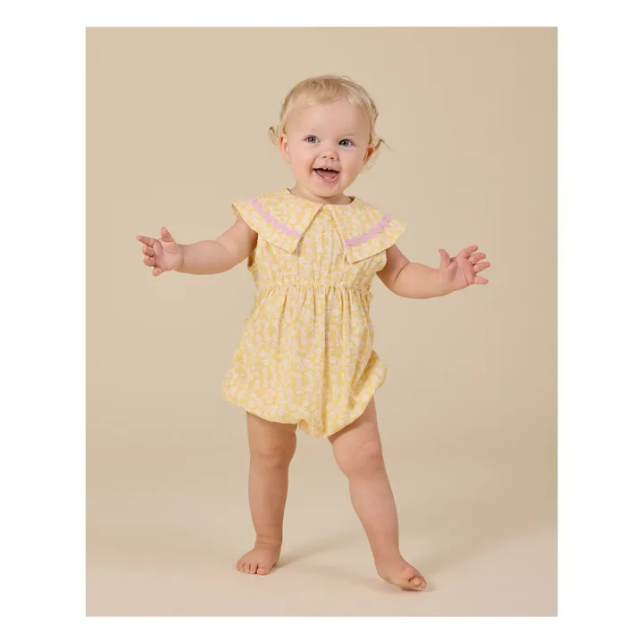 Pelele floral de lino | Amarillo- Imagen del producto n°1