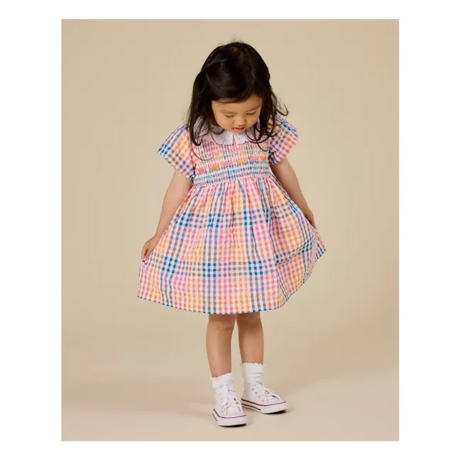 Vestido Carreaux Smocked | Azul