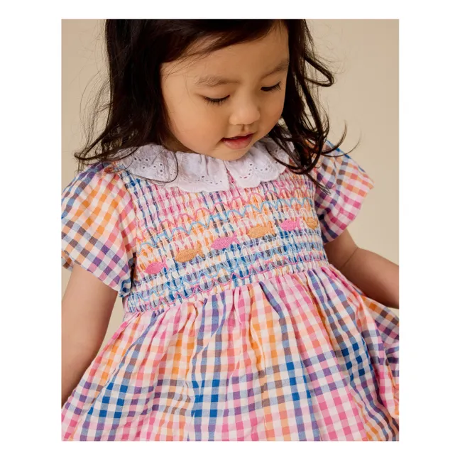Vestido Carreaux Smocked | Azul