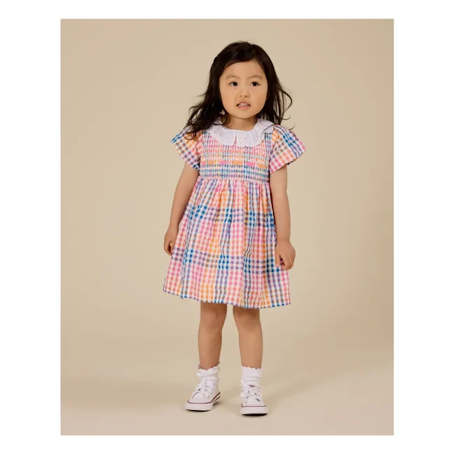 Vestido Carreaux Smocked | Azul